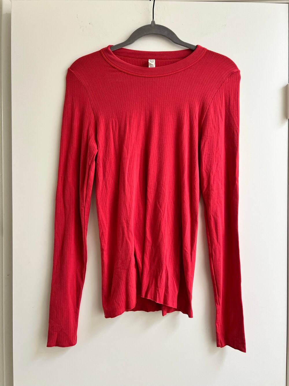 Free People Ribbed Long Sleeve Top – Red Berry Twists – XS/S – NWT